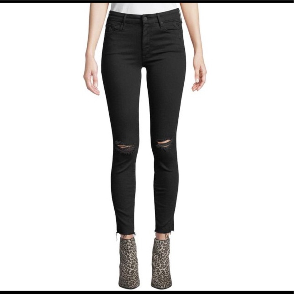 Mother The Looker Fray Ankle Jeans Lightning Bolt